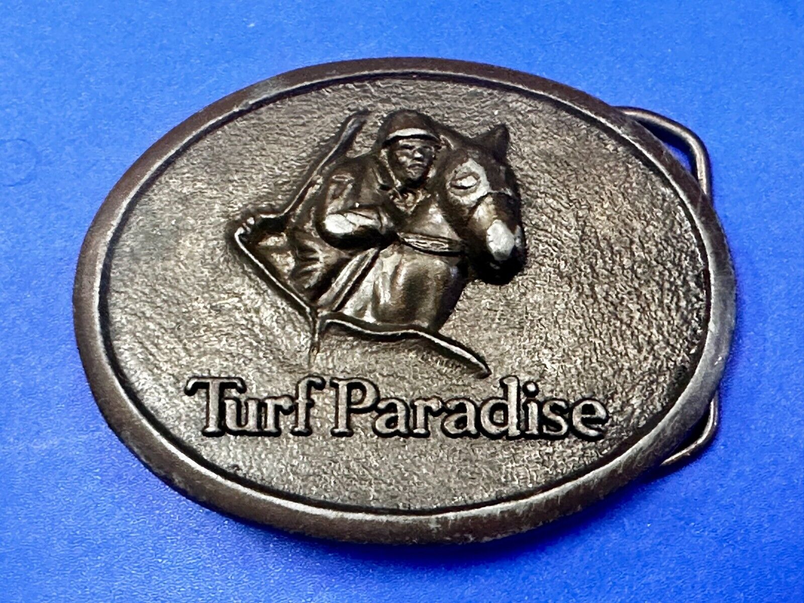 Turf Paradise Horse Racetrack Jockey Horse Racing Advertisement Belt Buckle