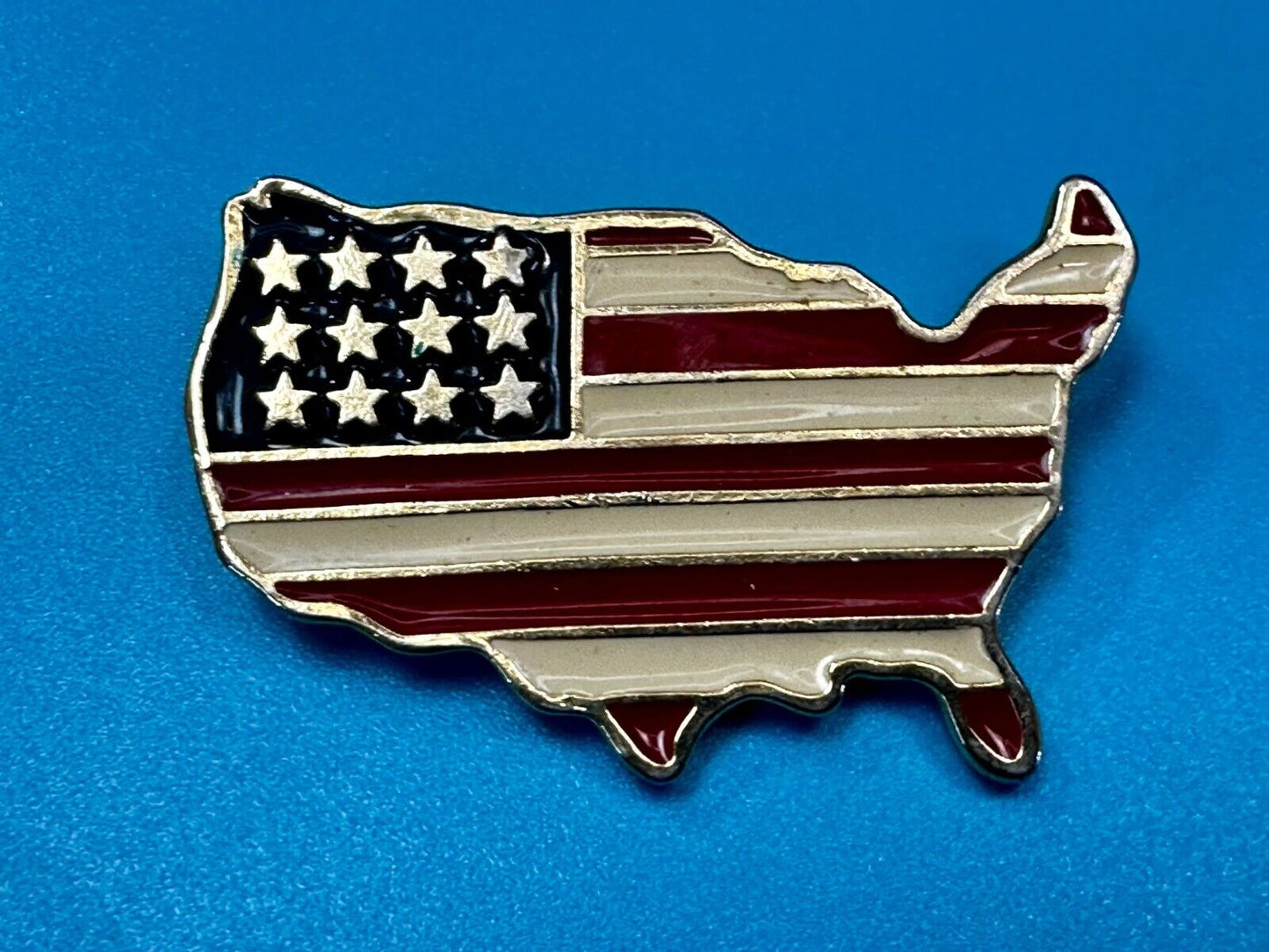 United States Map Cutout USA Country Vtg., Patriotic Brooch Pin Signed by Orion