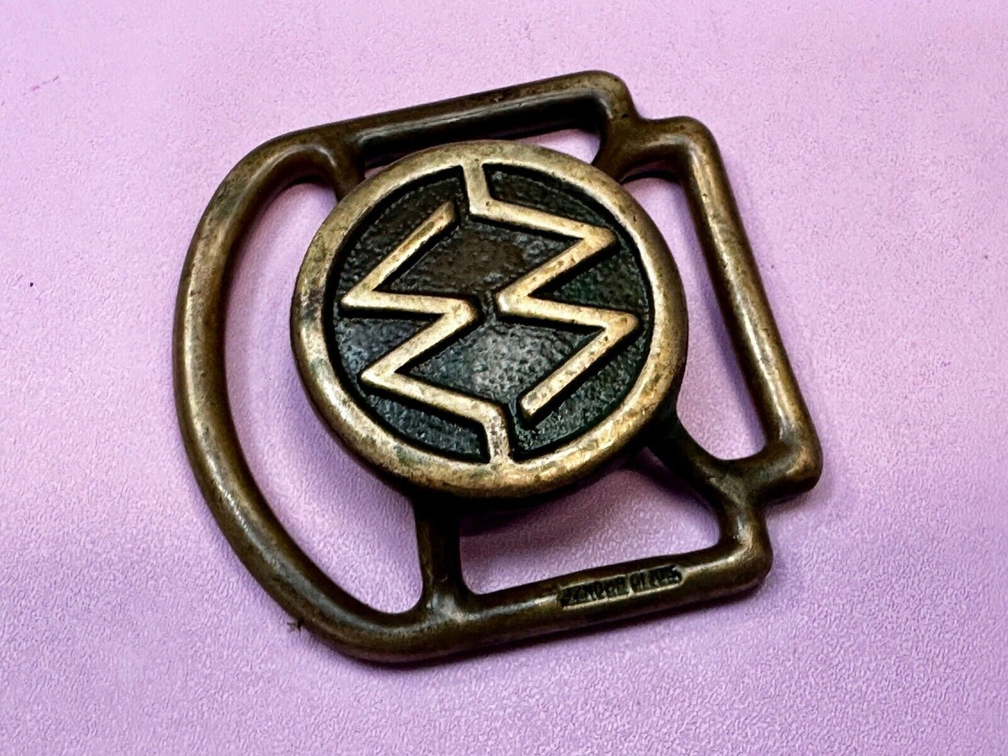 Unique Cutout Saw Waves RARE Hippie Boho Solid Bronze Belt Buckle Scarf Slide