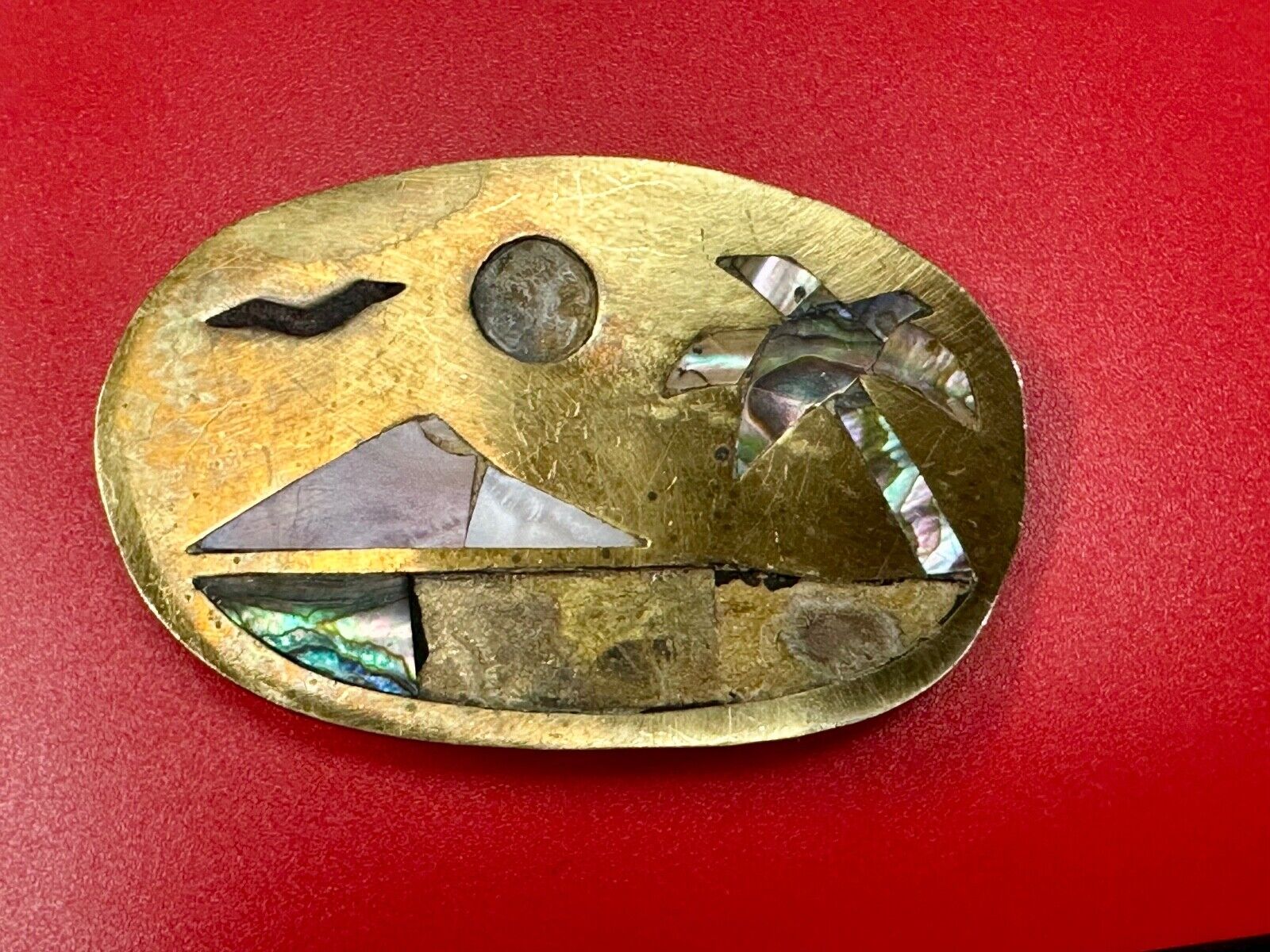 A Project belt buckle to repair - Missing inlaid inlay Abalone shell
