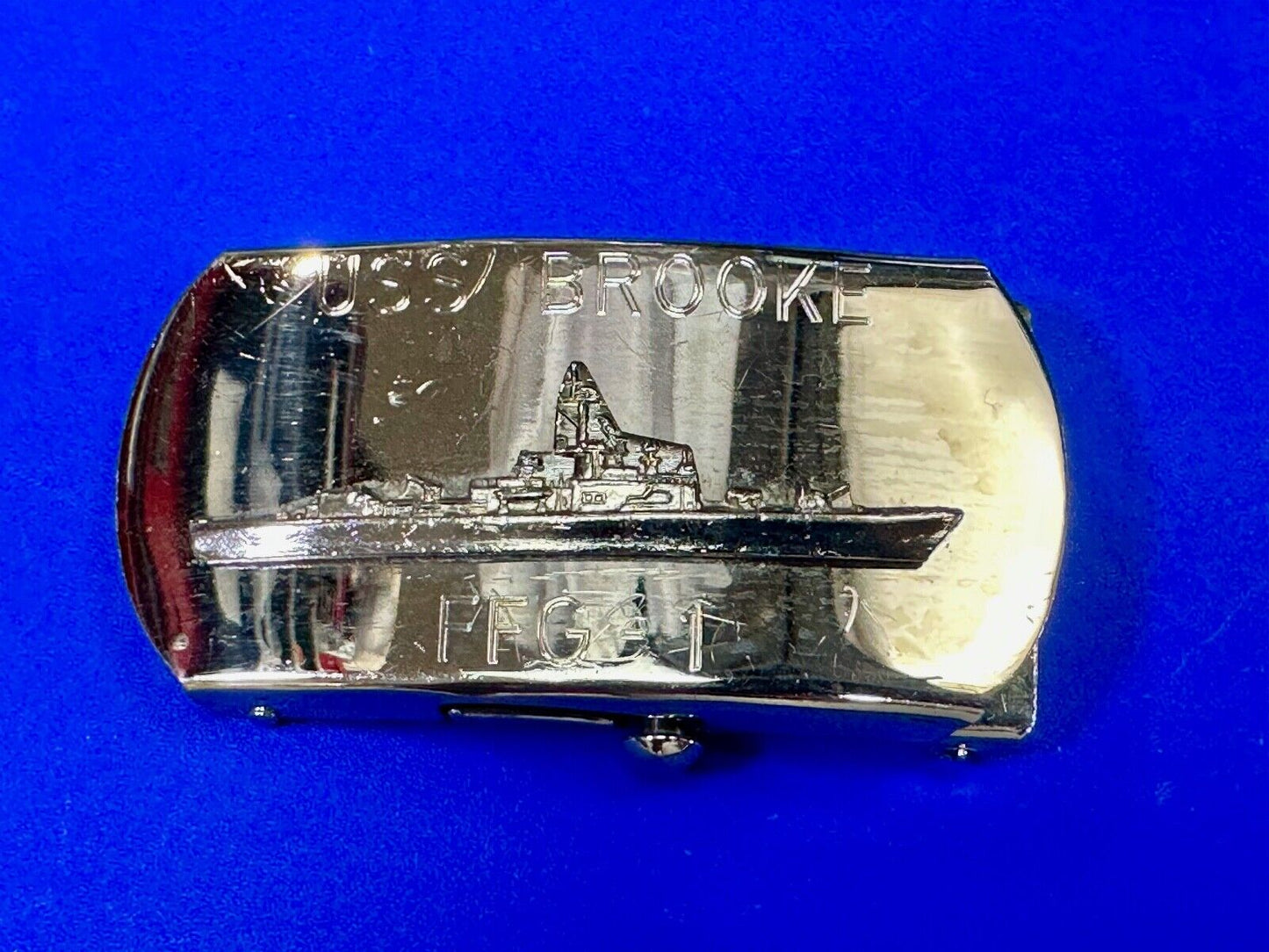 USS Broke FFG  - guided missile frigate United States Navy boat belt buckle