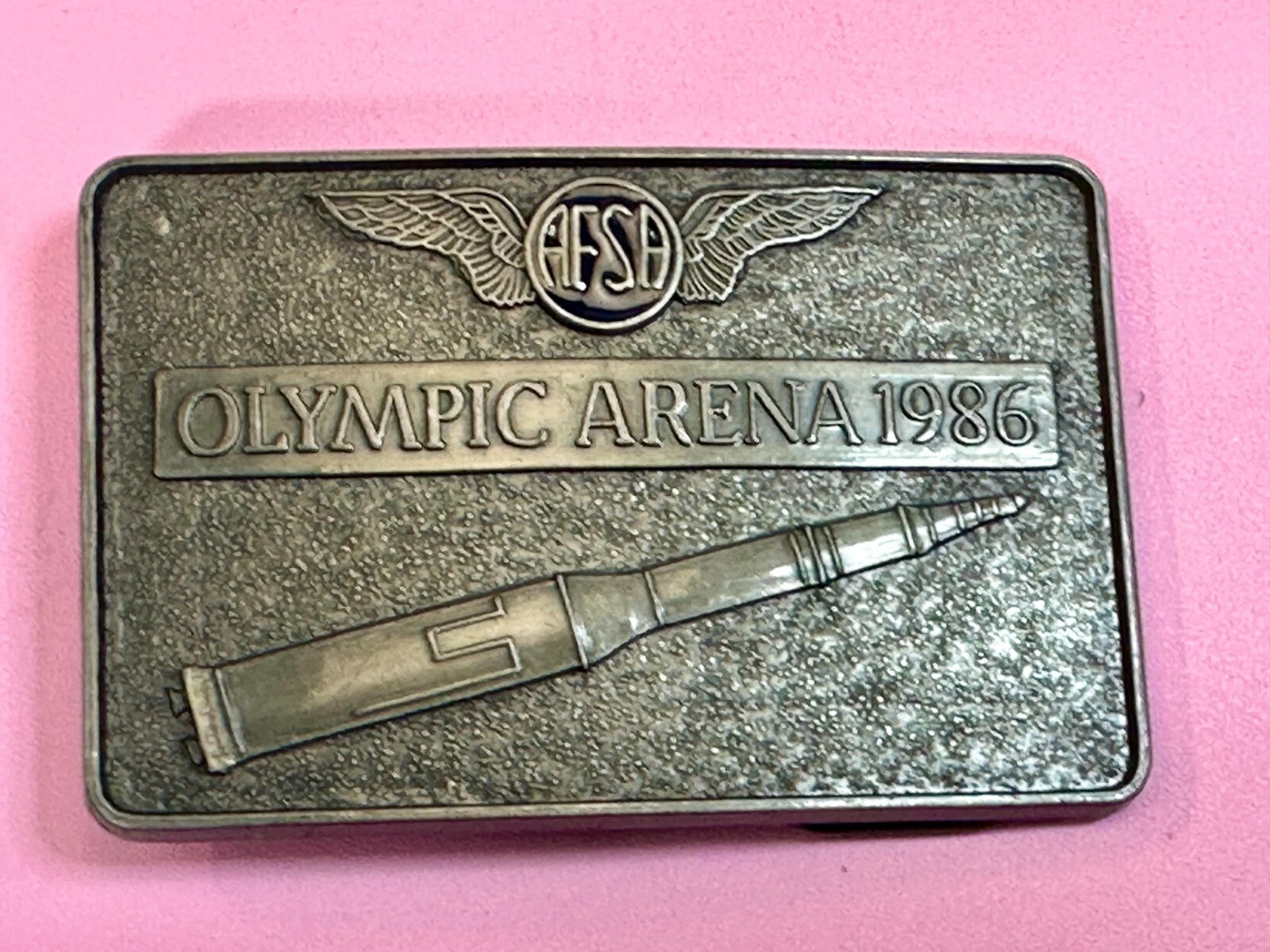 AFSA Air Force Sergeants Association Olympic Arena 1986 Rocket Belt Buckle