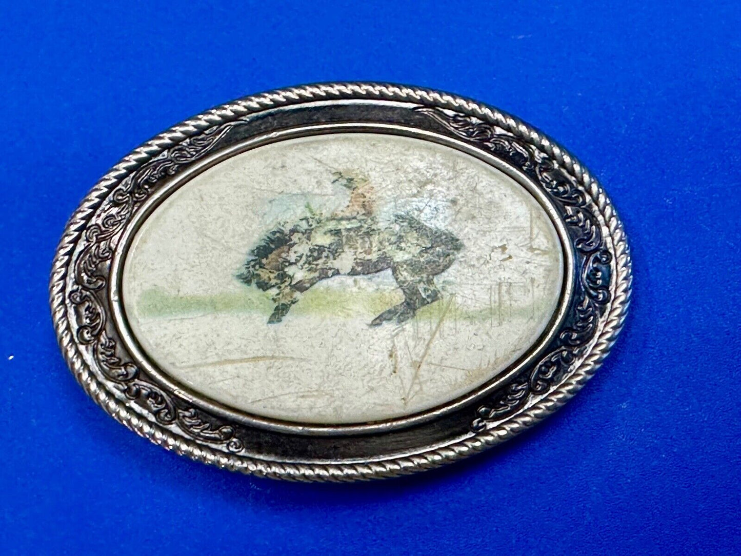 Used Faded End of the Trail picture Belt Buckle to restore of re-purpose