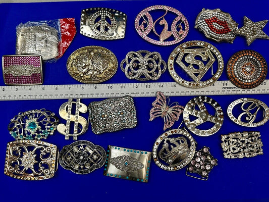 22 Bulk Lot Junk Drawer Grab Bag of REPAIR Belt Buckle - Missing Rhinestone's
