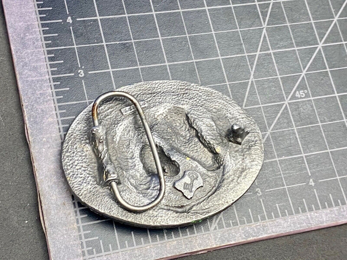 Two Horse Heads  Dark Silver Metal Western Belt Buckle - unknown makers mark