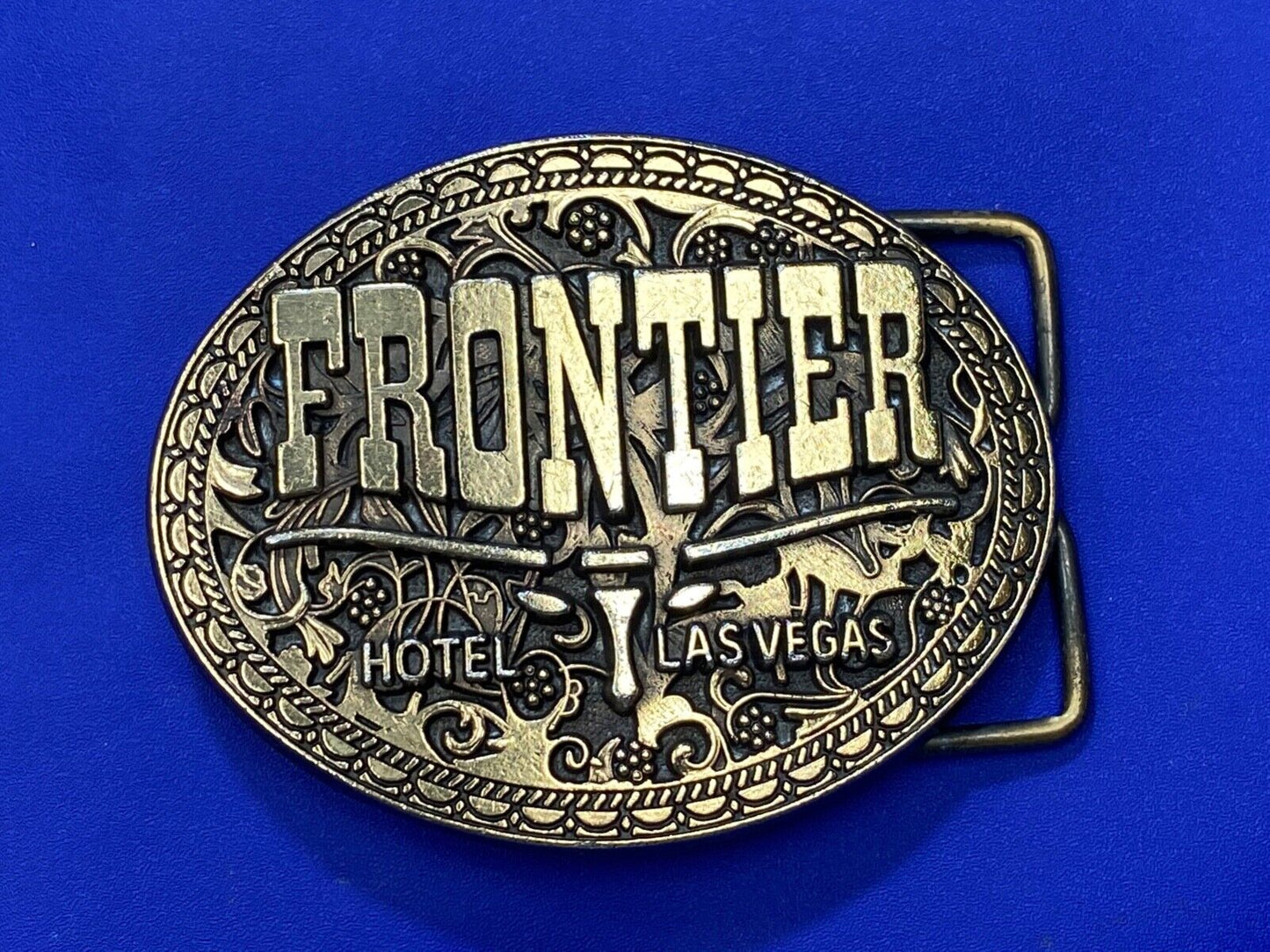 Vintage Frontier Hotel Old Las Vegas Belt Buckle Casino Nevada Western Longhorn