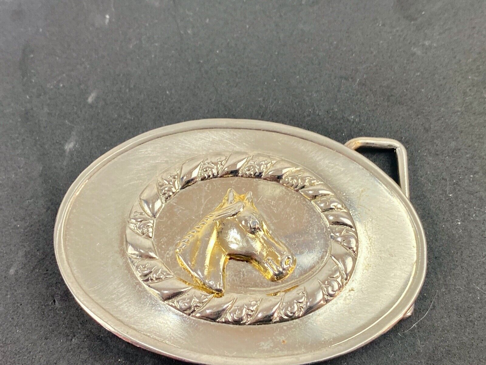Unique and different  horse bust head western cowboy Oval Shape  belt buckle 