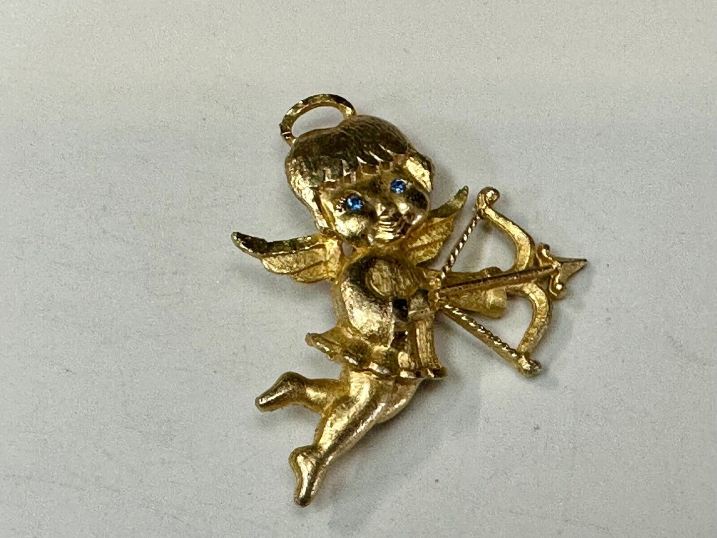 Adorable Angle Cupid w/ blue eyes! Love Arrows Mamselle signed brooch pin