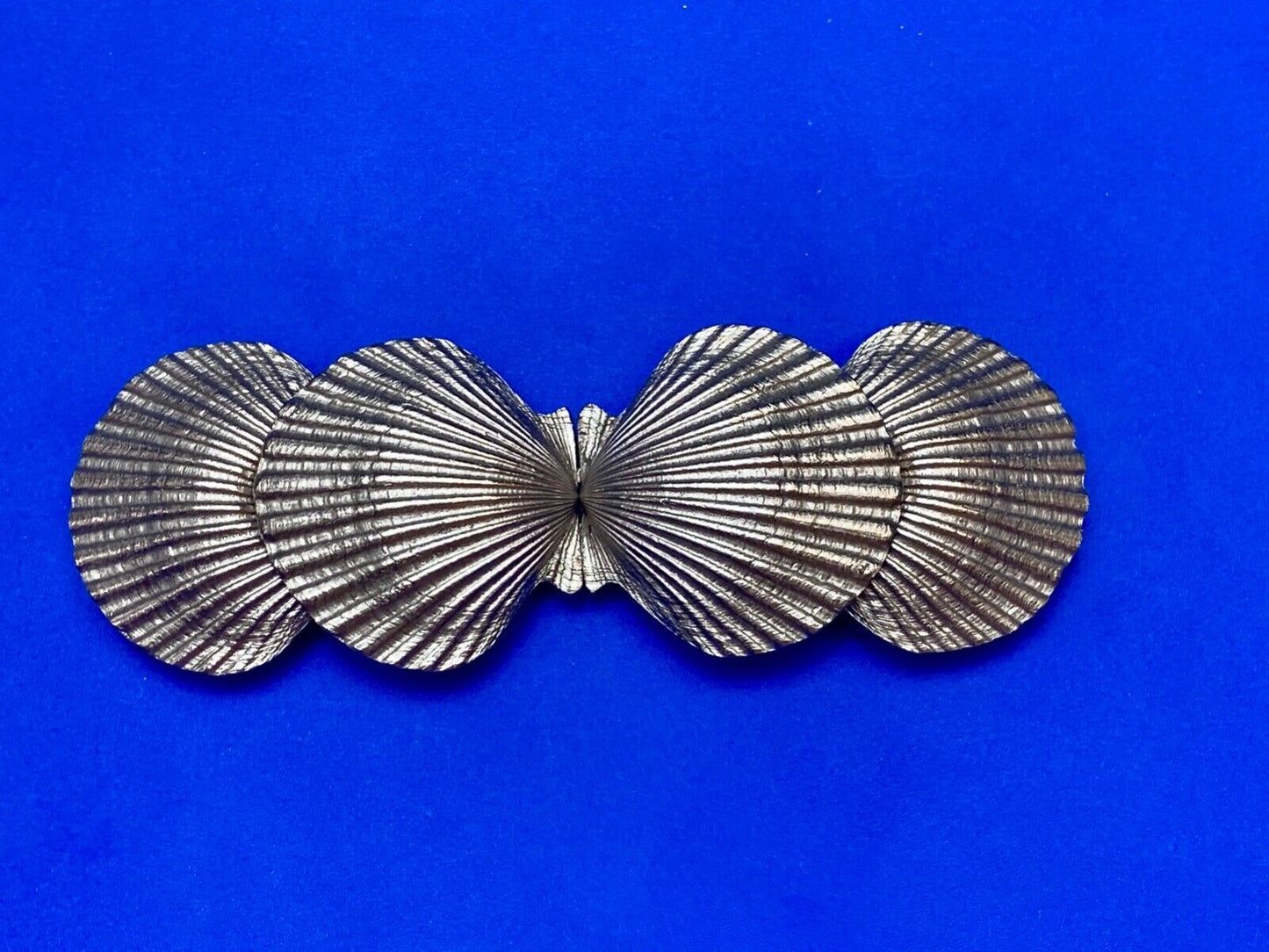 Two piece Interlocking silver color dual Clam SHELL belt buckle - DR Doreen Ryan