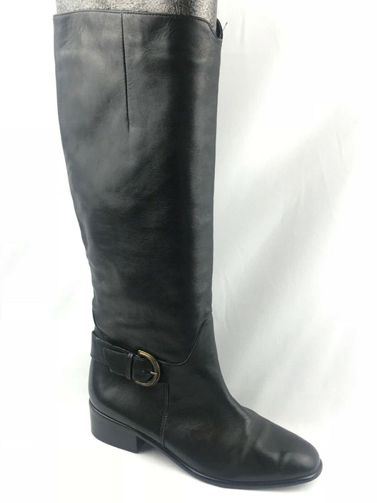 BANDOLINO Black Leather Tall Riding Boot w/ Buckle 5.5