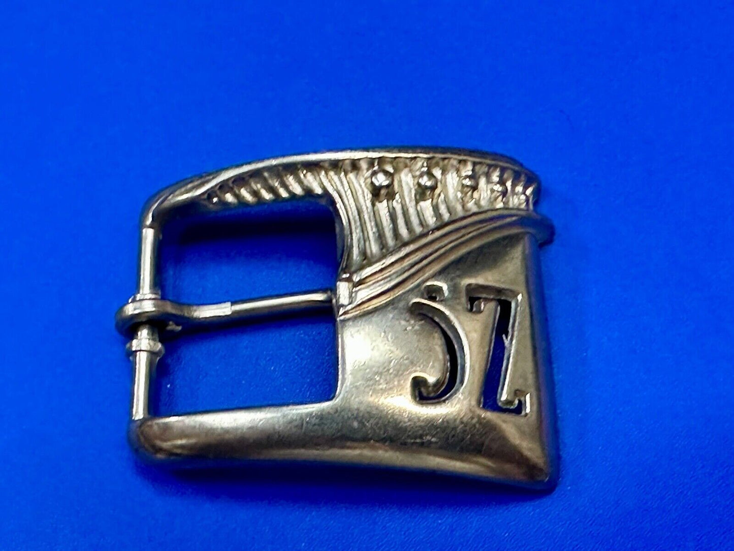 Vintage Letters Initials SZ silver tone cutout belt buckle