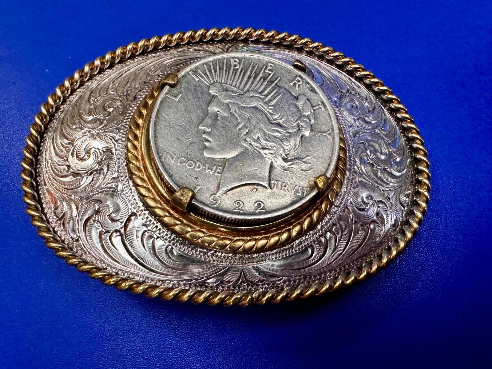 USA Peace Dollar 1922 Liberty Coin Collectors Montana Silversmiths Belt Buckle