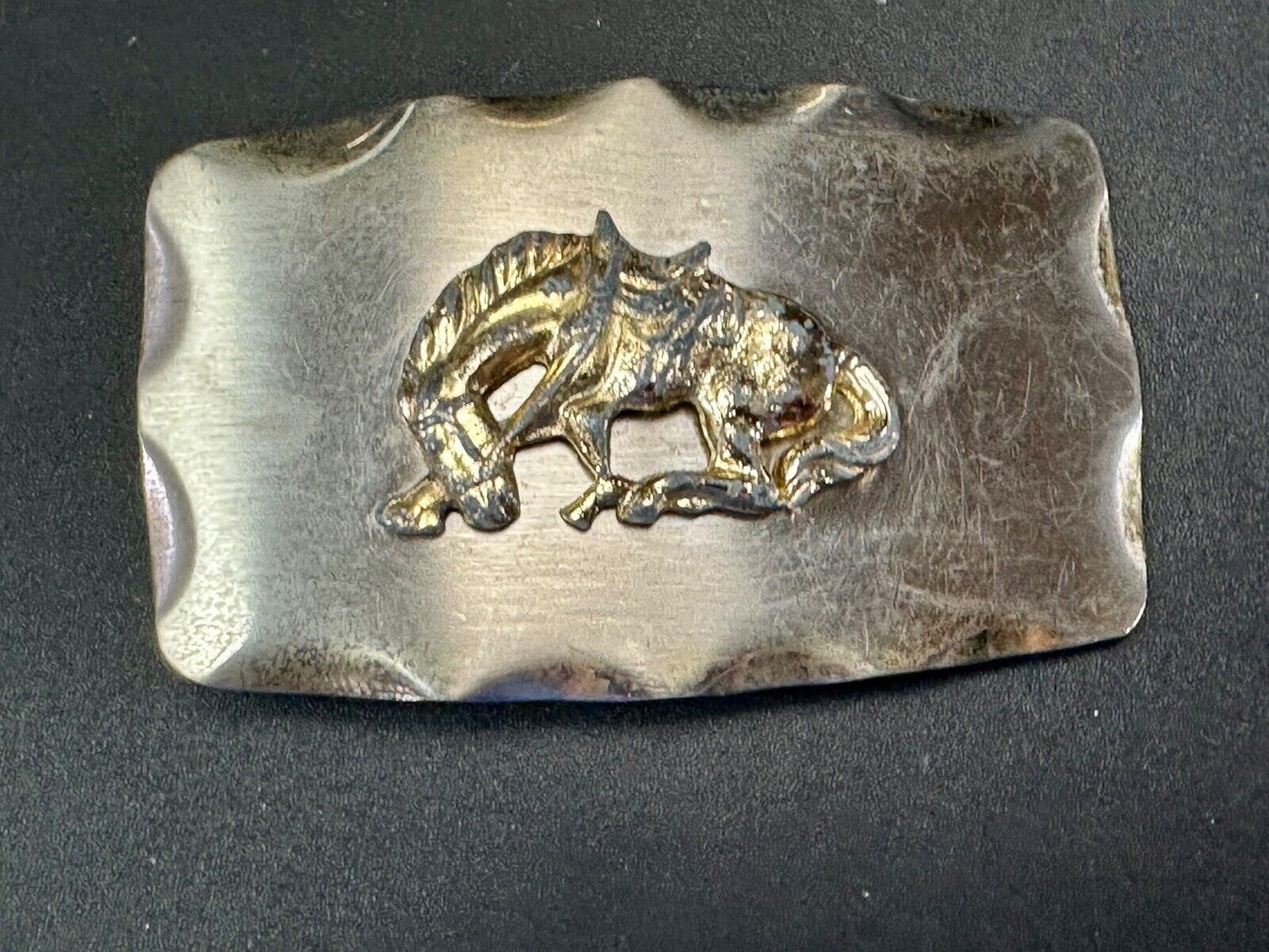 vintage Horse Saddle Bronc Bronco two tone western belt buckle