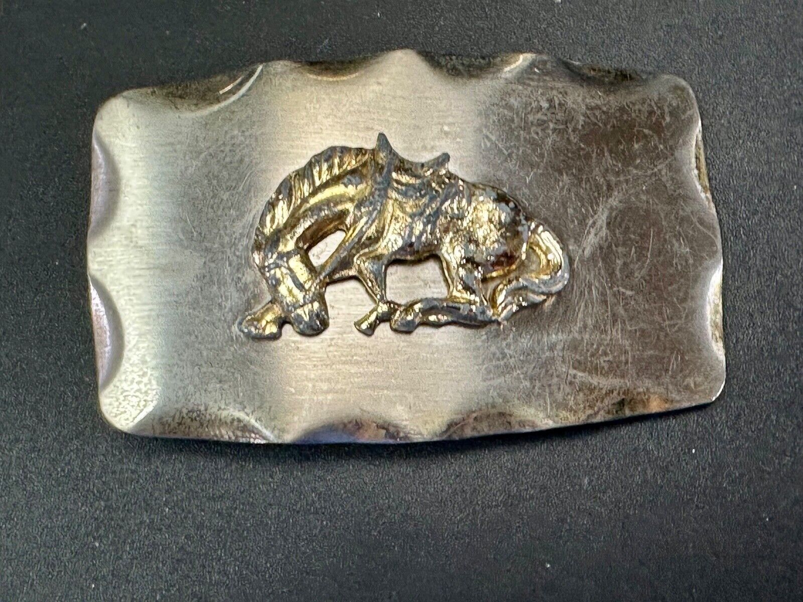 vintage Horse Saddle Bronc Bronco two tone western belt buckle