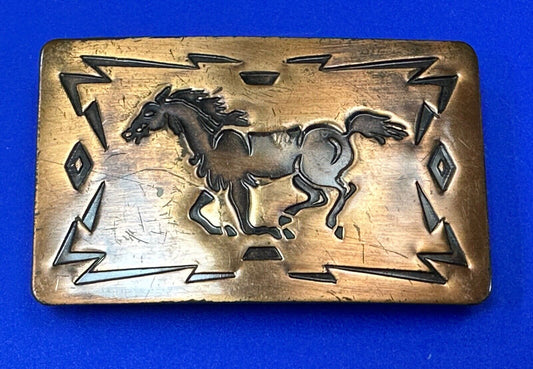 Vintage Chambers Copper Horse Belt Buckle Made in U.S.A.￼ Rare see pictures!
