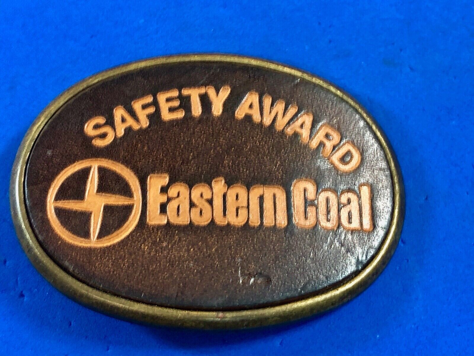 Vintage Leather El-Cid belt buckle Safety Award for Easter Coal 