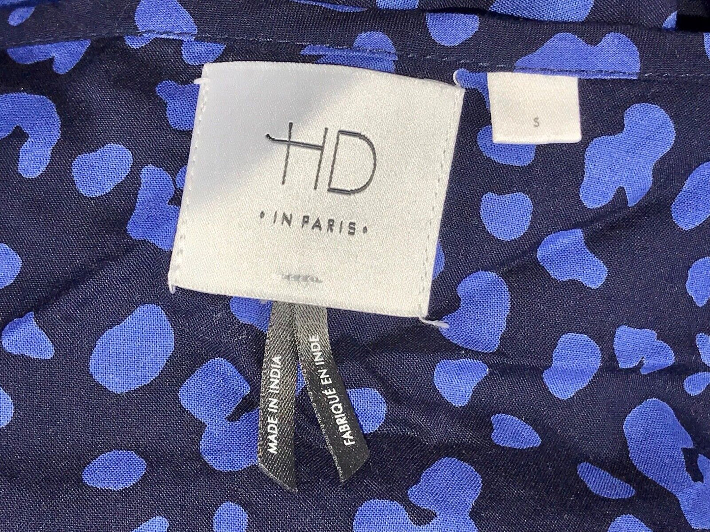 Anthropologie HD IN PARIS "Ressica" Blue Black Floral Lace Hi Lo Tunic Top S