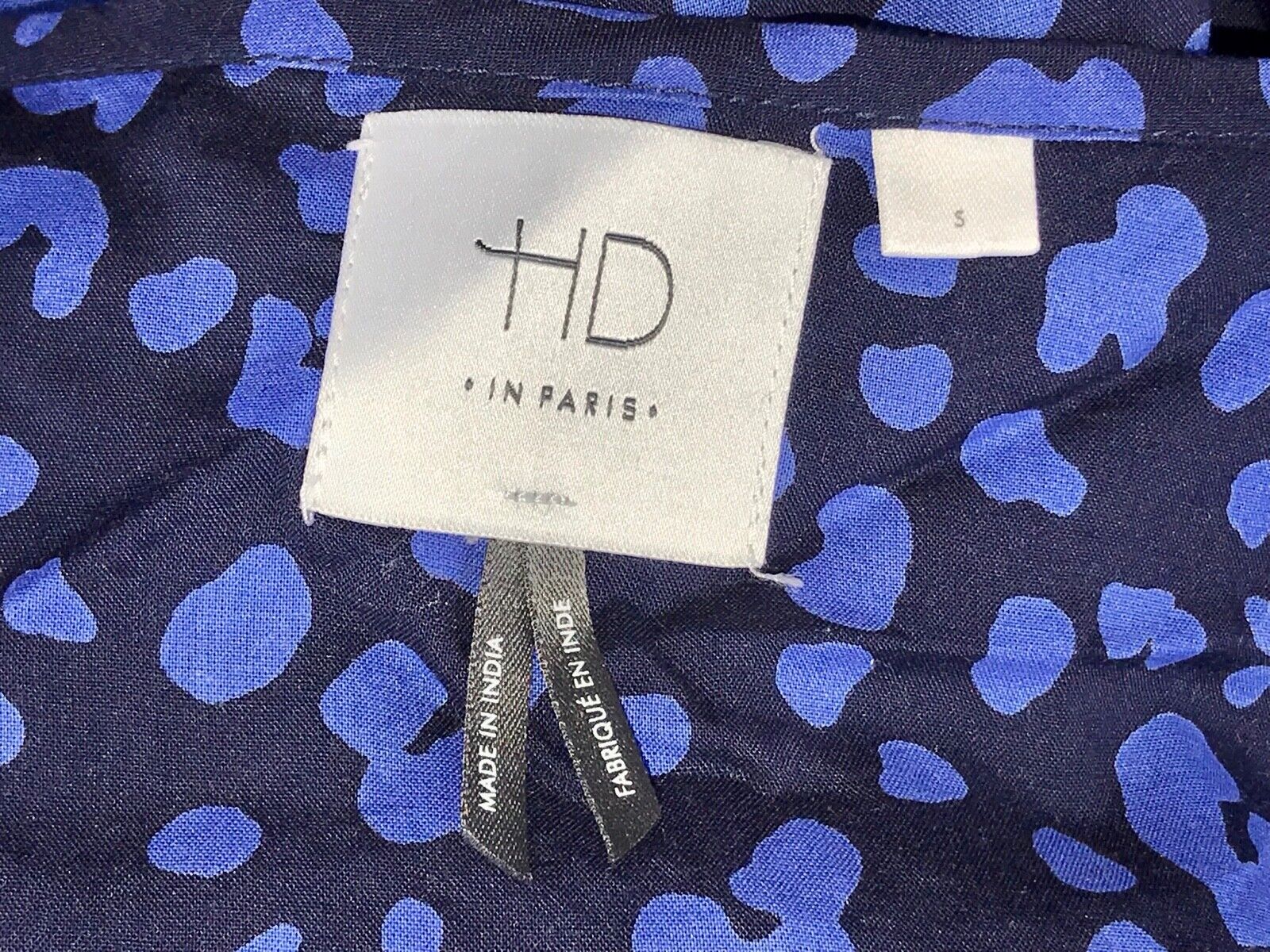 Anthropologie HD IN PARIS "Ressica" Blue Black Floral Lace Hi Lo Tunic Top S