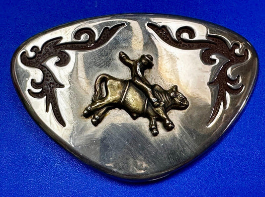 Vintage Cowboy Riding Rodeo Bull Western Belt Buckle