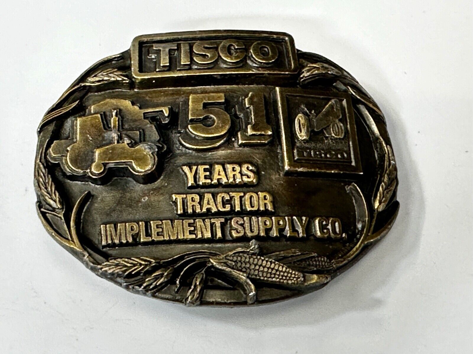 TISCO 51 Years Tractor Implement Supply Co. Belt Buckle Vintage 1987 by Siskiyou