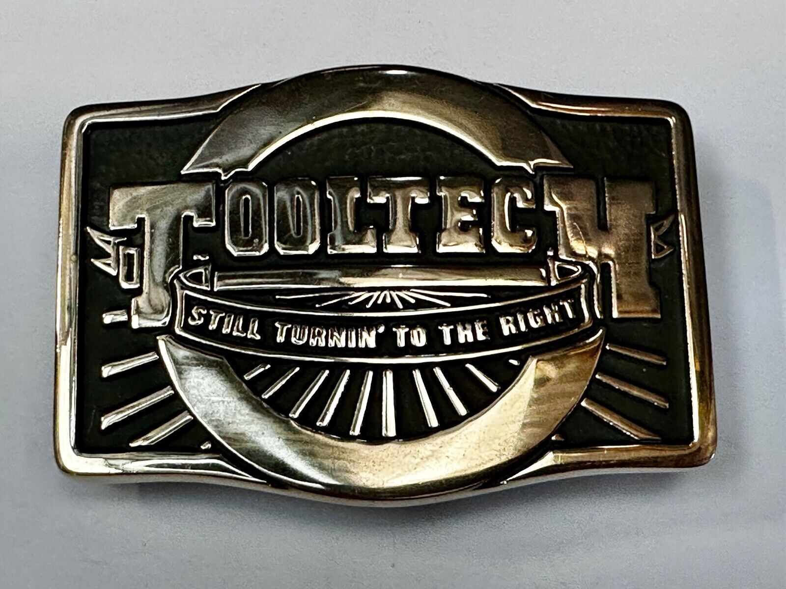ToolTech Still Turning to the right Vtg. Anacortes Solid Brass 1984 Belt Buckle