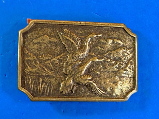Two Flying Ducks On Pond In Nature Launching Solid Brass Belt Buckle By Bts 