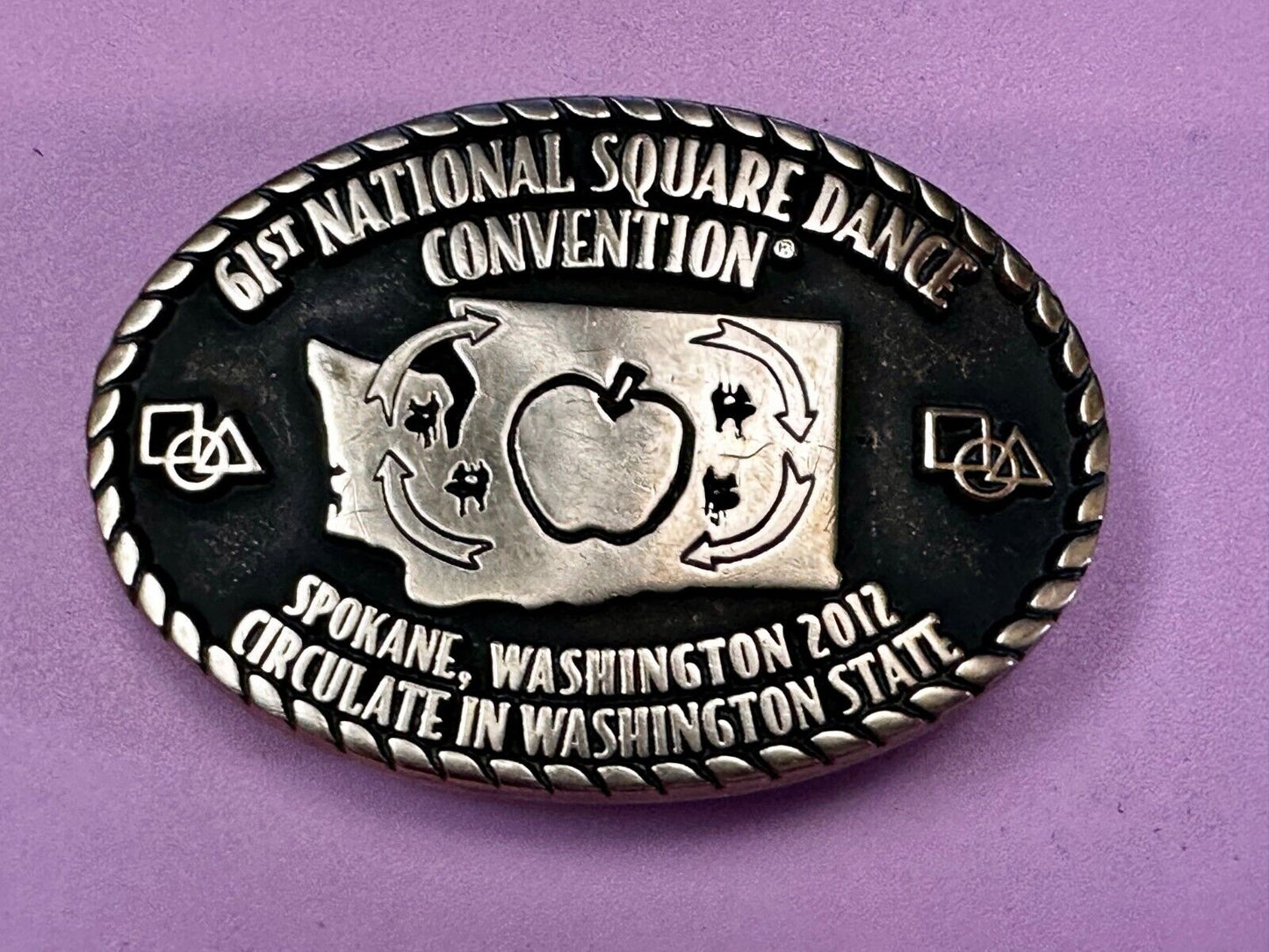 61st National Square Dance Convention Circulate in WA State Spokane Belt Buckle