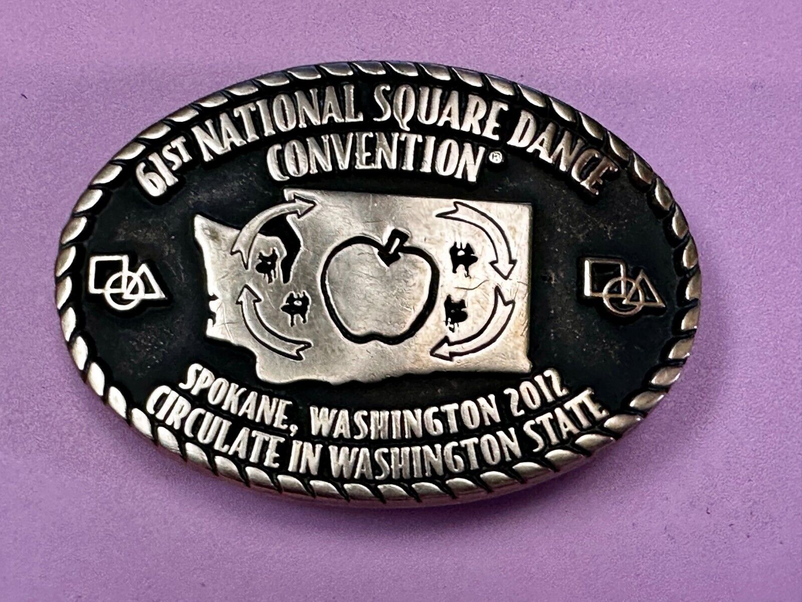 61st National Square Dance Convention Circulate in WA State Spokane Belt Buckle