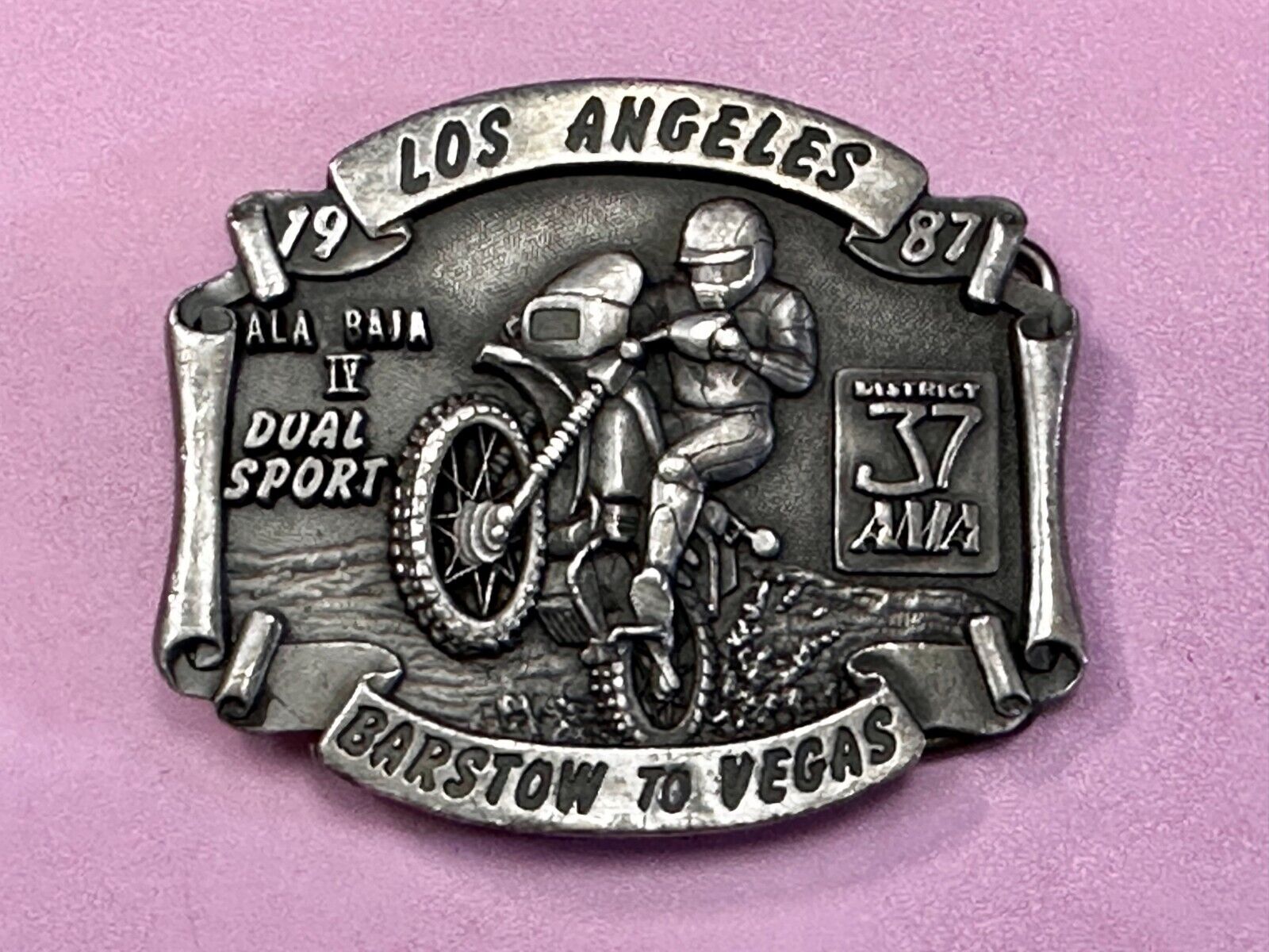 AMA Los Angeles to Barstow to Vegas 1987  Trail Ride Motorcycle Belt Buckle
