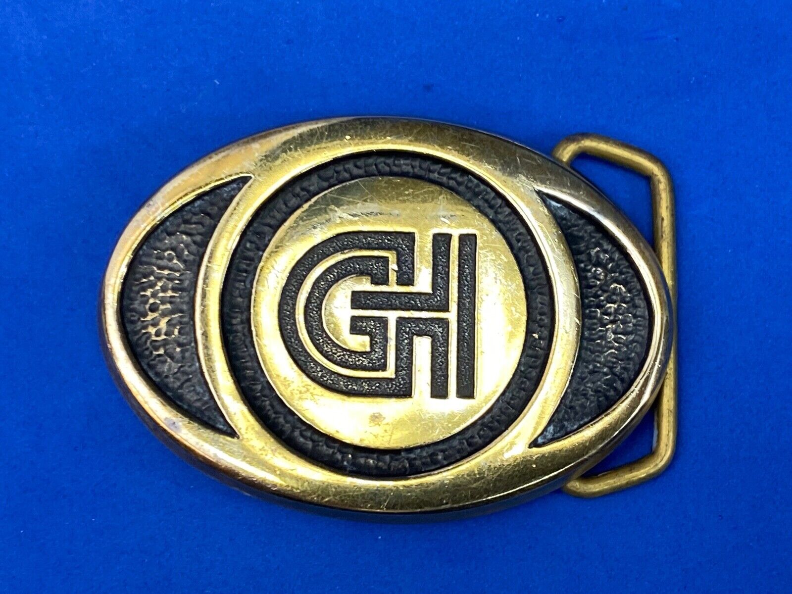 Vintage Ghi? Gi Company Promotional Solid Brass Belt Buckle Scotts Advertising