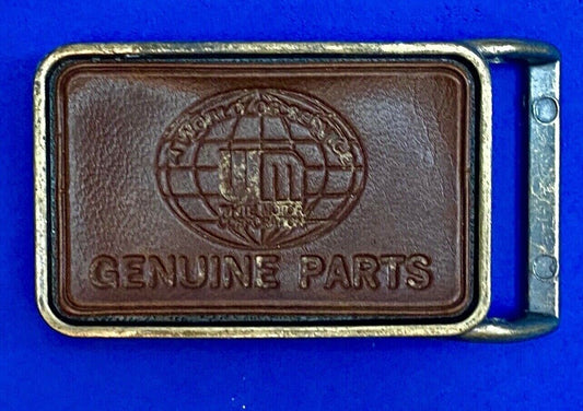 Um Genuine Parts Company Logo On Vintage Leather Belt Buckle 