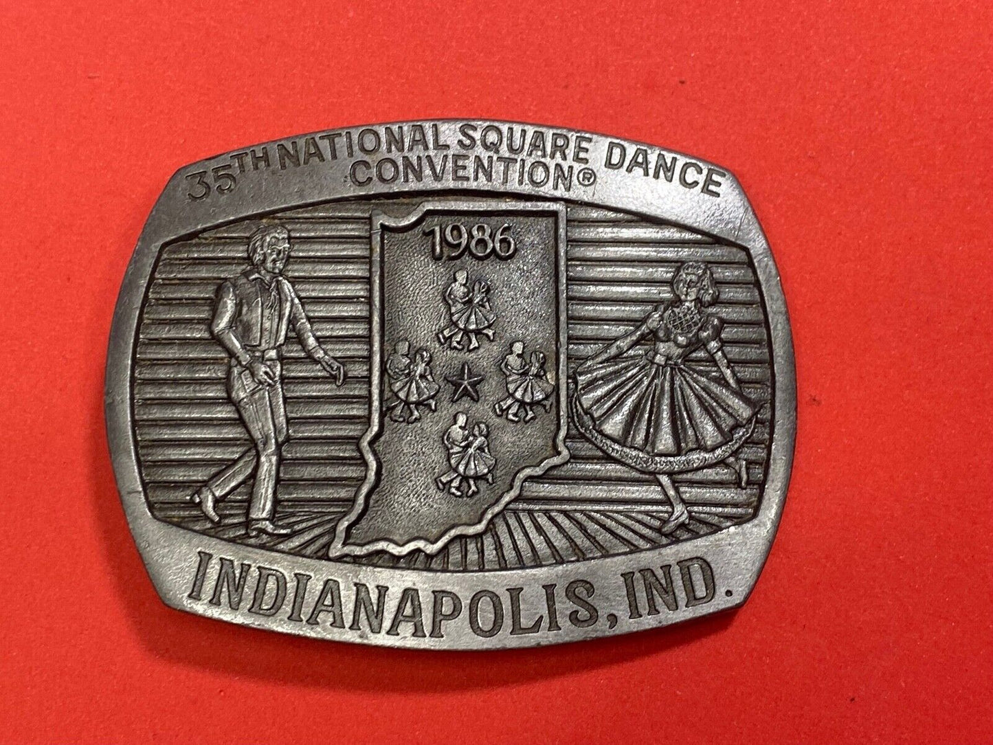 35Th National Square Dance Convention 1986 Indianapolis In Western Belt Buckle 