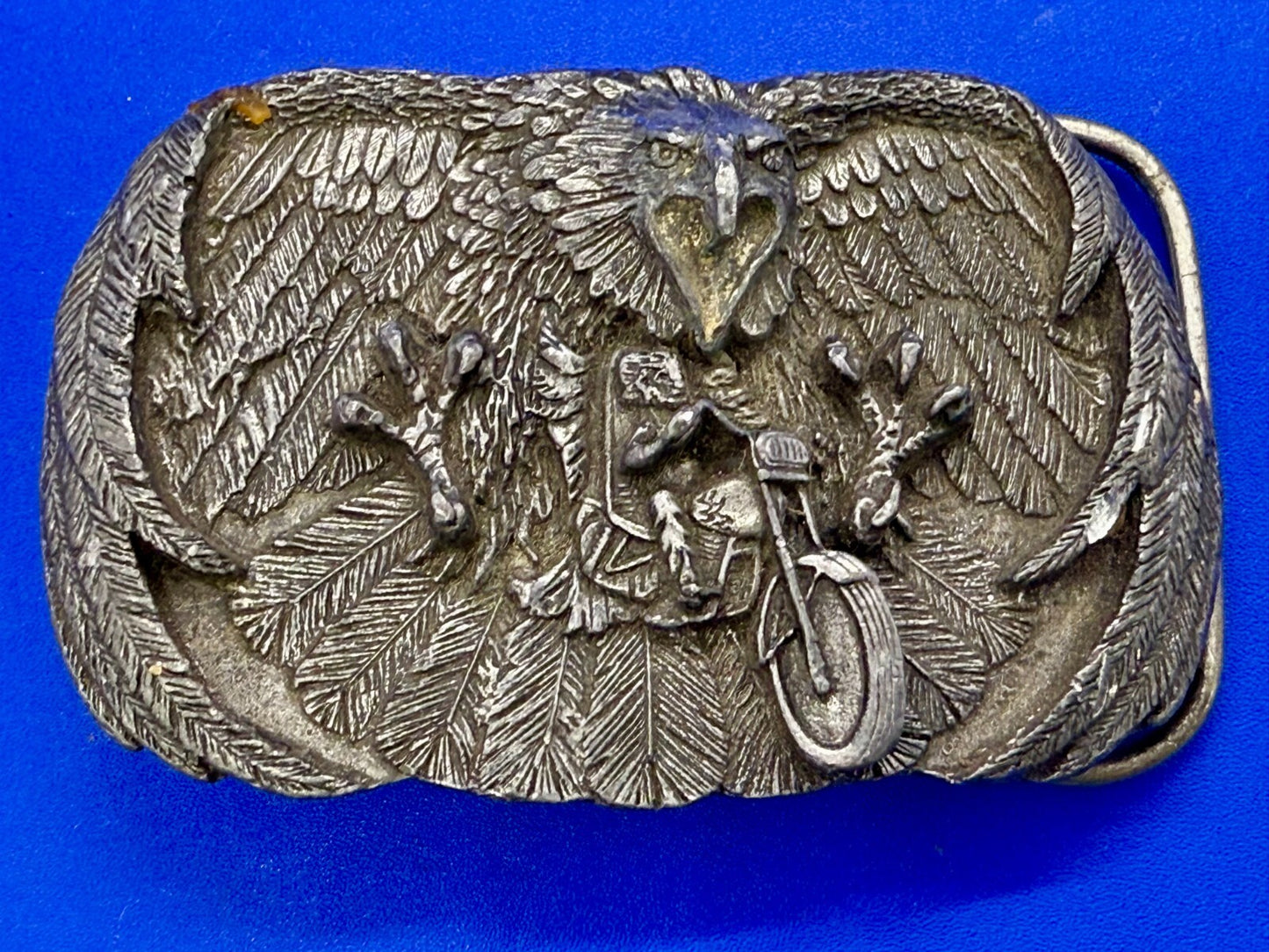 American Bald Eagle Motorcycle Biker Rider VTG 1980 Arroyo Grande Belt Buckle