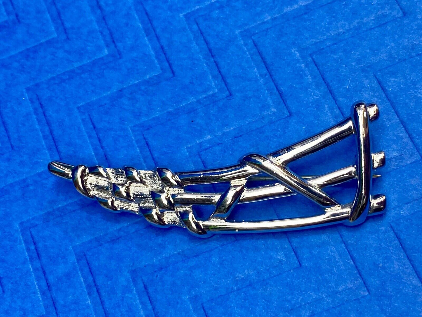 Abstract Retro Design 3 Level Silver Tone Brooch Pin by Monet