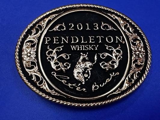 2013 Pendleton Whiskey Let'er Buck Rodeo Cowboy Montana Silversmiths Belt Buckle