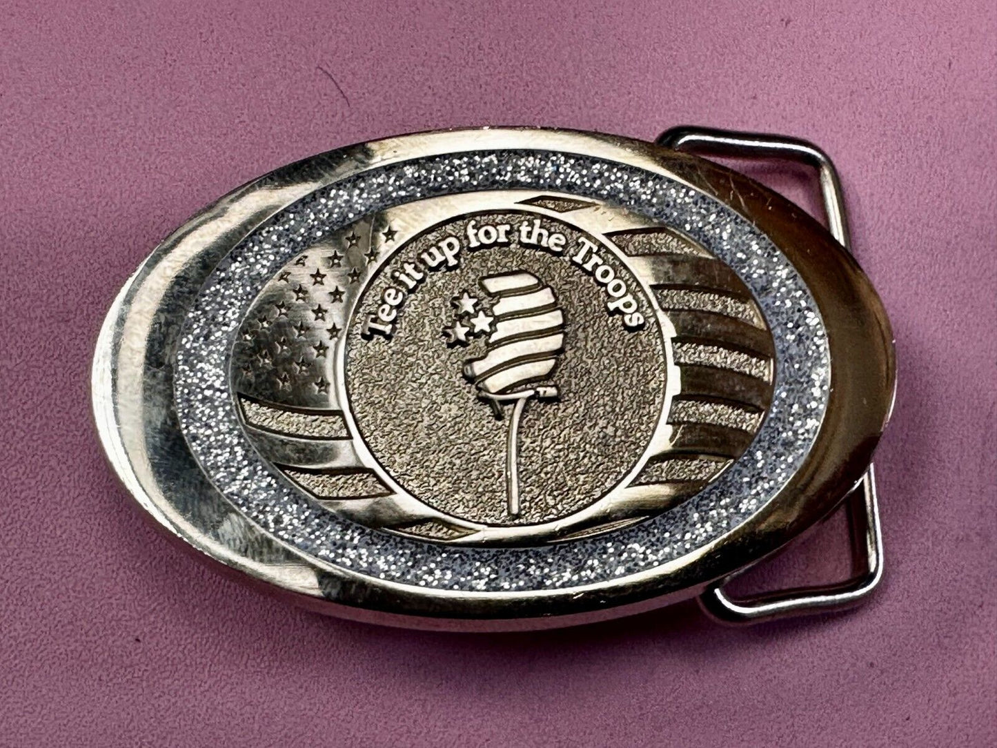 Tee It Up For The Troops Non Profit Organization Promo Award 2 Tone Belt Buckle