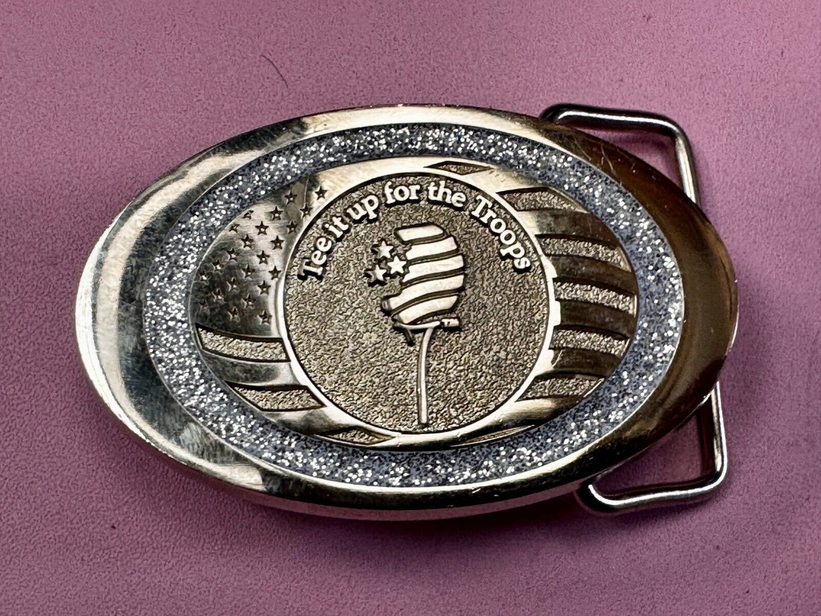 Tee It Up For The Troops Non Profit Organization Promo Award 2 Tone Belt Buckle