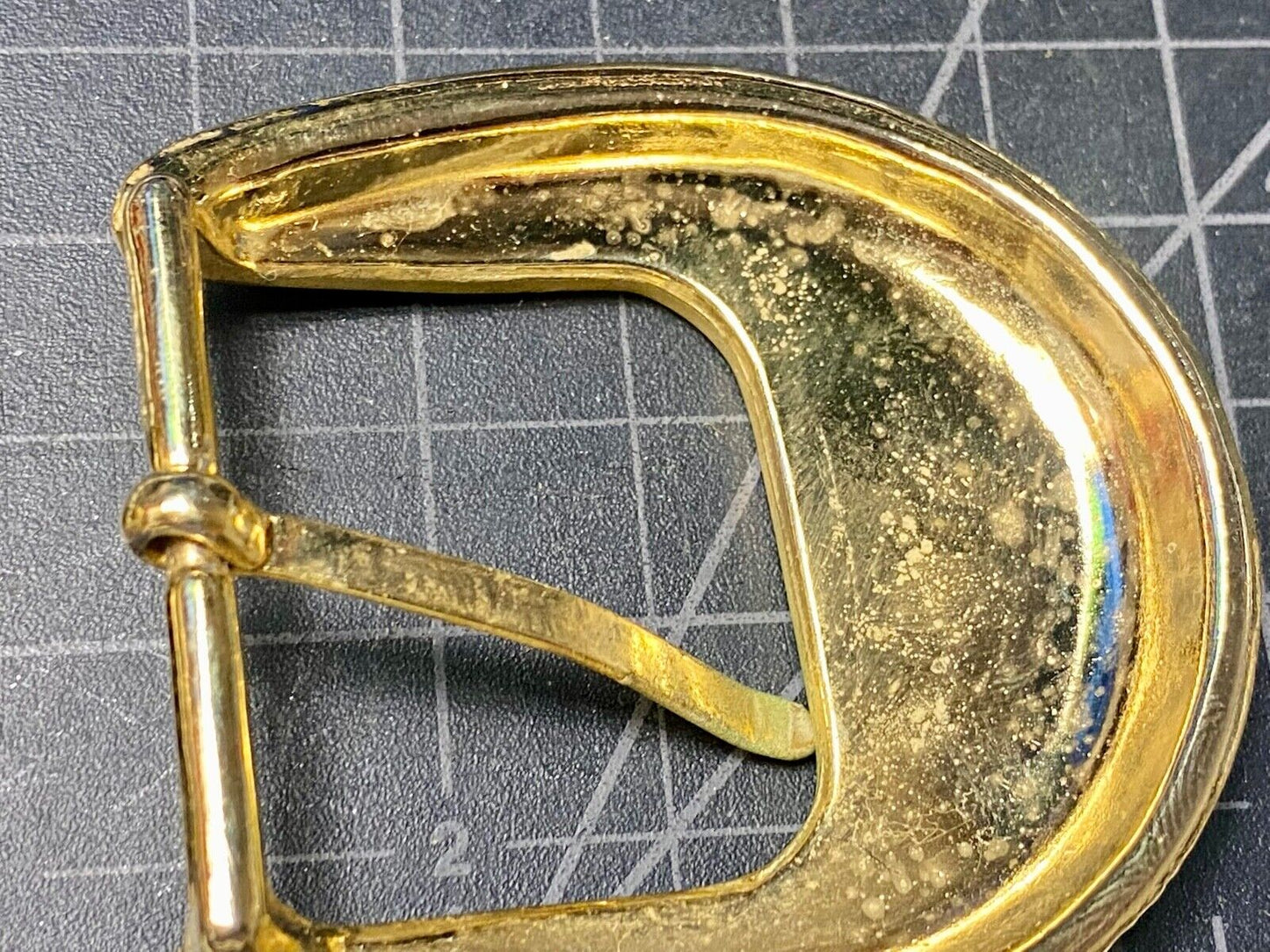 unique two piece gold tone wide textured belt buckle 