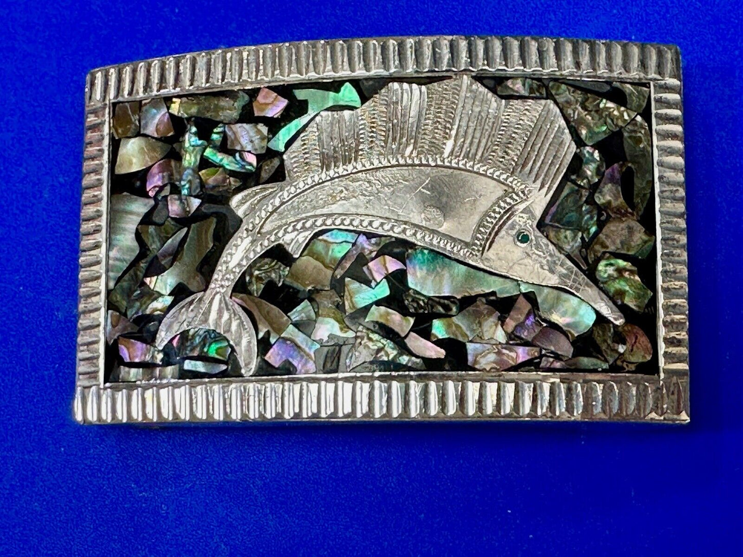 Abalone Shell Swordfish!  QUALITY Sterling 925 Plata Jalisco V.H.L.C Guad Mex