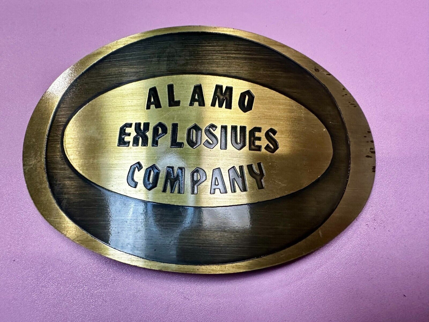 Alamo Texas Explosives Company Mine Company Belt Buckle - Metal Arts O.K.C