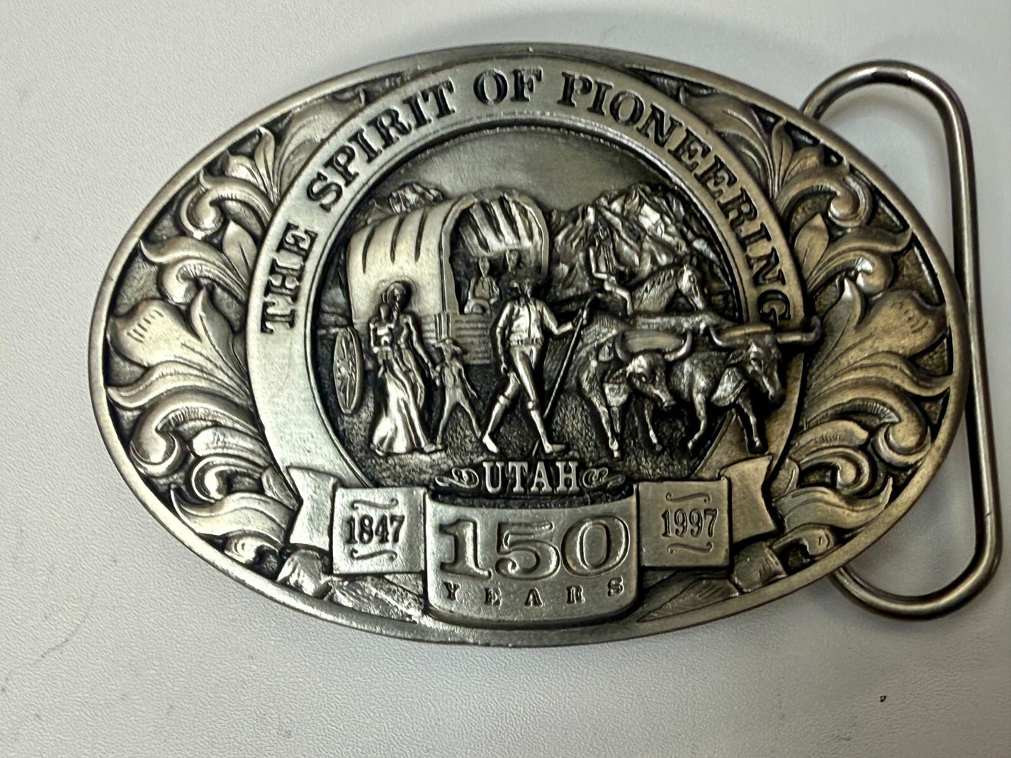Utah State The Spirit of Pioneering 150 years Vintage Ring Masters Belt Buckle