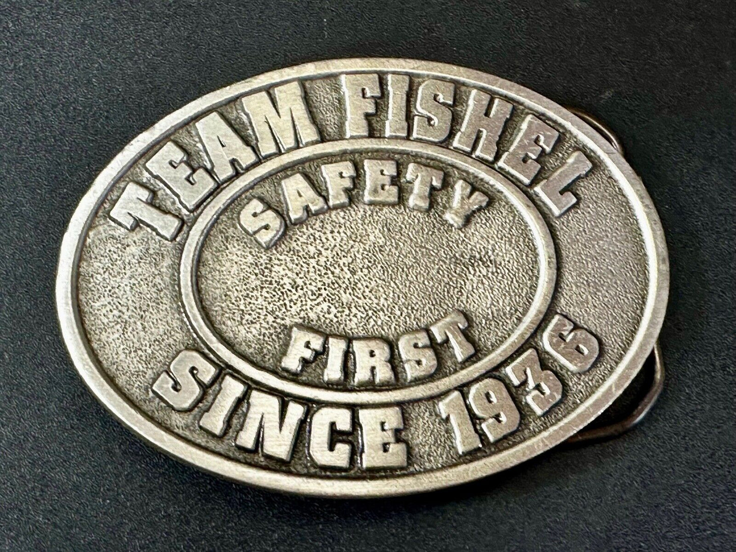 Team Fishel Safety First Since 1936 Company Logo Commemorative Belt Buckle