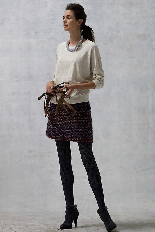Anthropologie KNITTED & KNOTTED "Violet Vibrations" Sweater Skirt 8 Mohair Wool