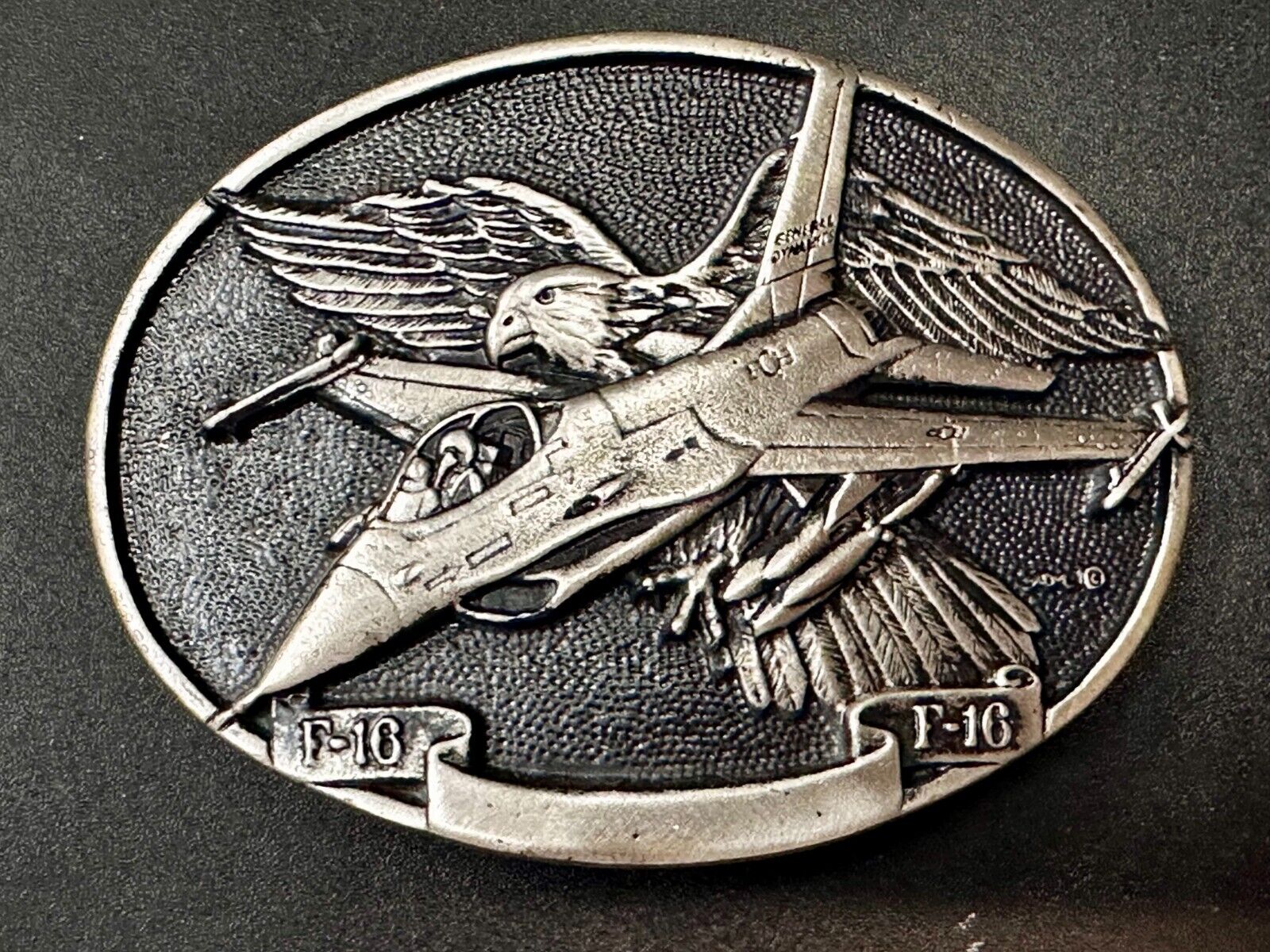 USAF F-16 Fighting Falcon Fighter Jet Airplane War Belt Buckle by Rey Okims