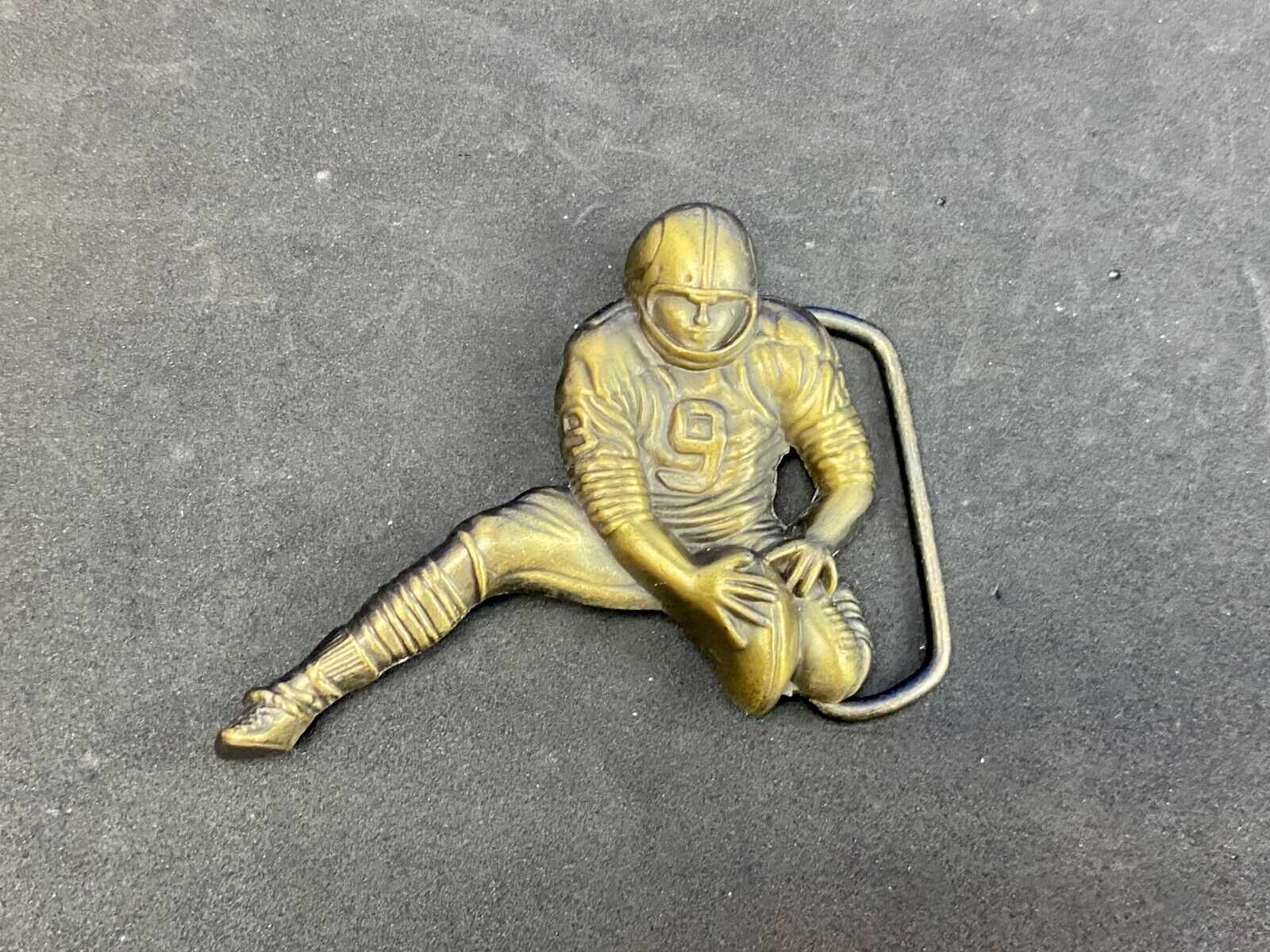 Vintage Football #9 Placeholder place holder player kicker figural belt buckle 
