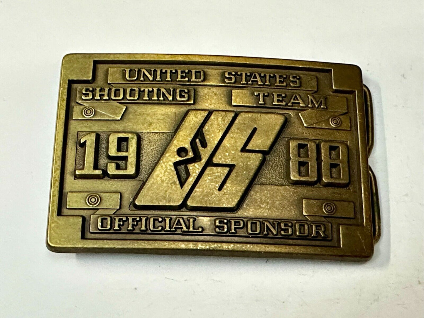 United States Shooting Team 1988 Official Sponsor Seoul Korea NOS Belt Buckle