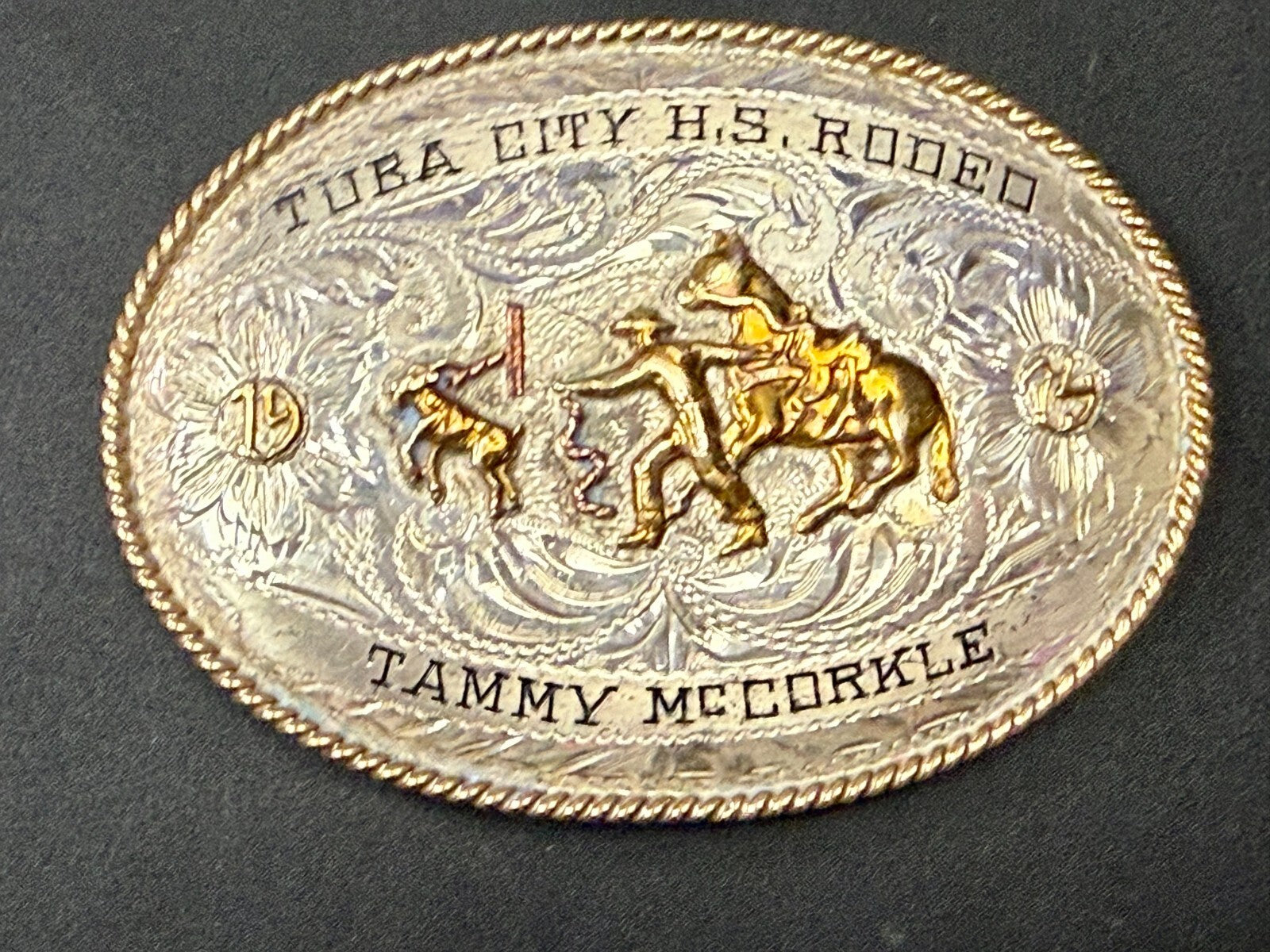 Tuba City High School Rodeo B-K Silversmiths Award Trophy Belt Buckle