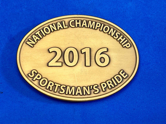 2016 National Championship Sportsman's Pride Gold Tone Oval Belt Buckle 