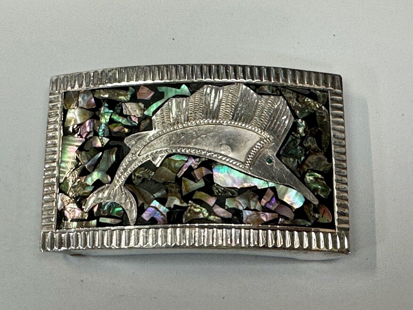 Abalone Shell Swordfish!  QUALITY Sterling 925 Plata Jalisco V.H.L.C Guad Mex