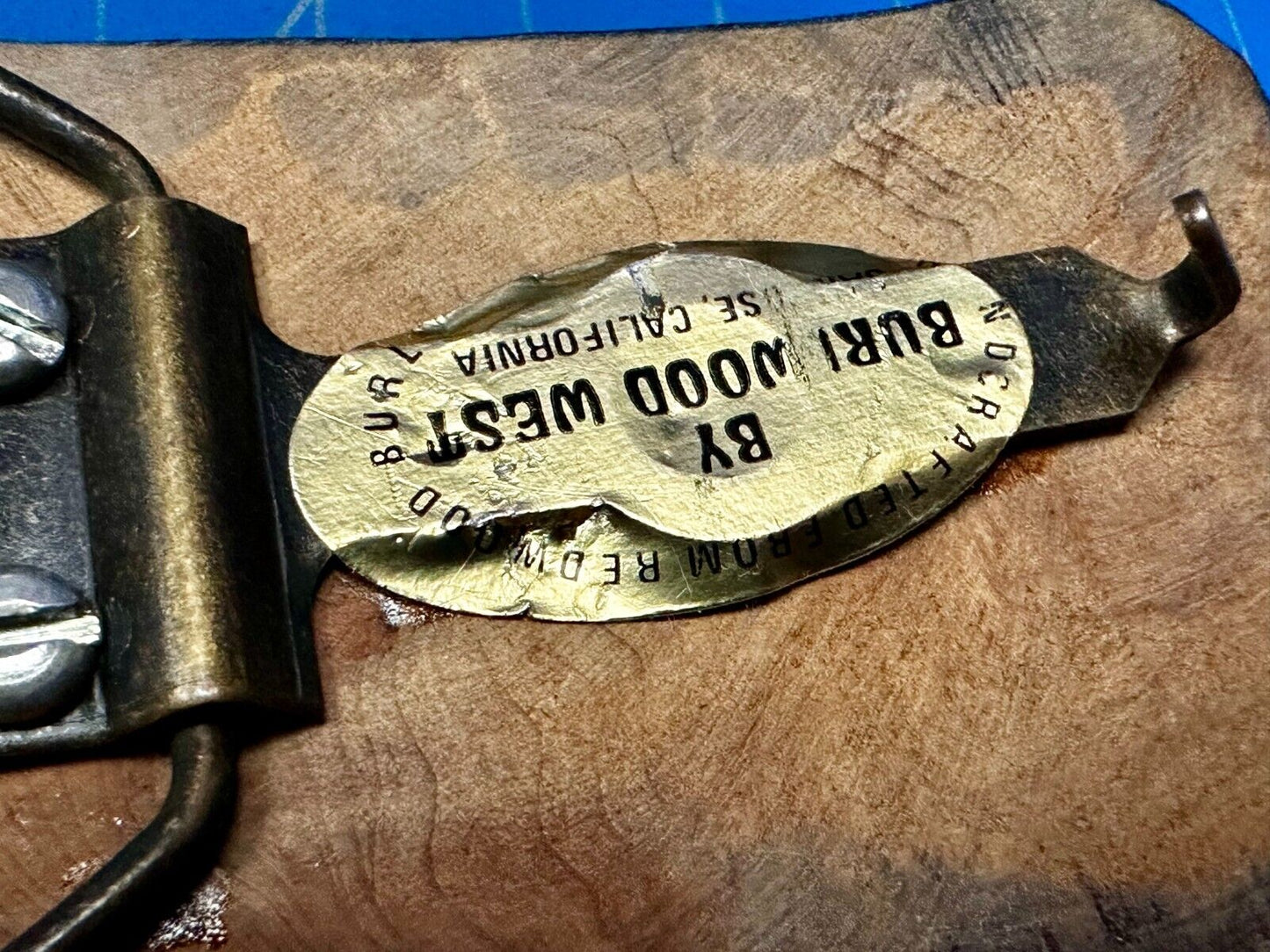 Vintage Glossy Polished Lacquered Wood Belt Buckle By Burl Wood West